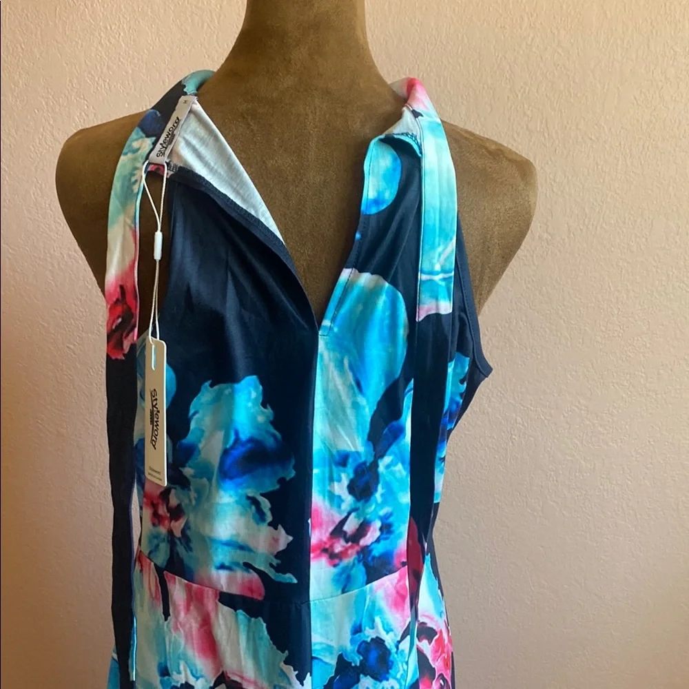 STYLEWORD Floral Halter Neck Maxi Dress - Blue and Pink - Picture 6 of 11